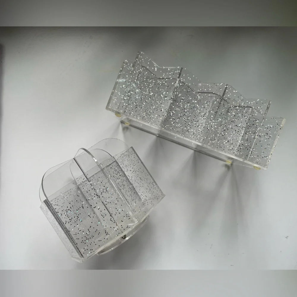Two Piece Clear Glitter Organizer Set